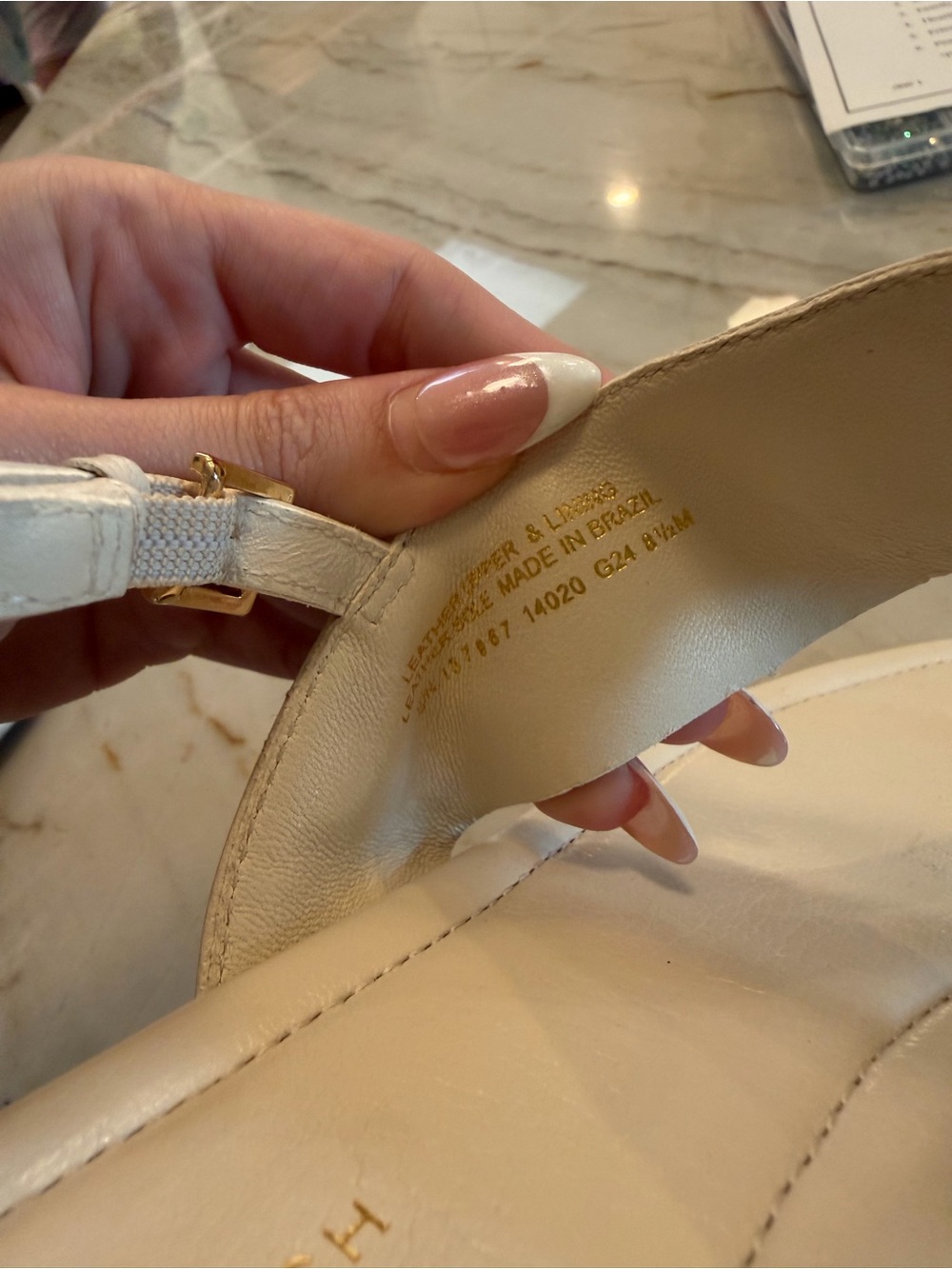 Tory Burch Ivory Leather Slingback Sandals - Picture 3 of 4